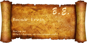 Becsár Ervin névjegykártya